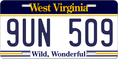 WV license plate 9UN509