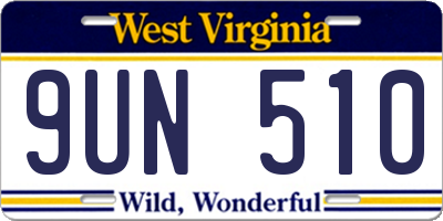 WV license plate 9UN510