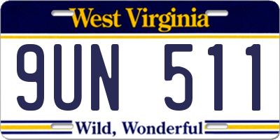 WV license plate 9UN511