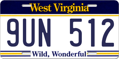 WV license plate 9UN512