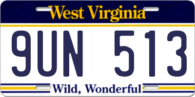 WV license plate 9UN513
