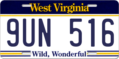 WV license plate 9UN516