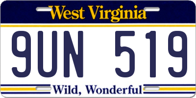 WV license plate 9UN519