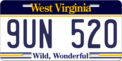 WV license plate 9UN520