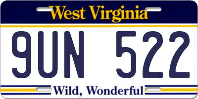 WV license plate 9UN522