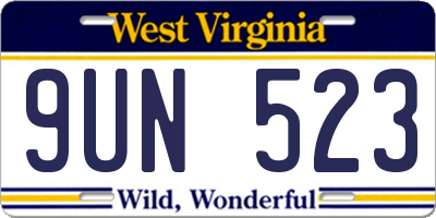 WV license plate 9UN523