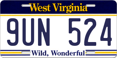 WV license plate 9UN524