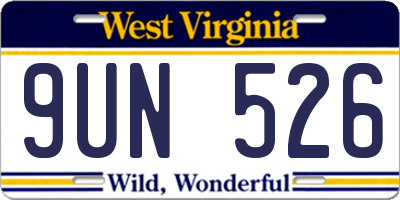 WV license plate 9UN526