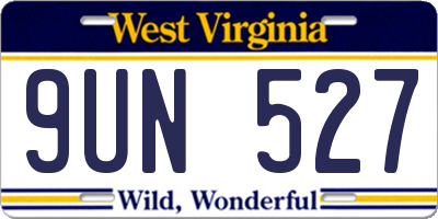 WV license plate 9UN527