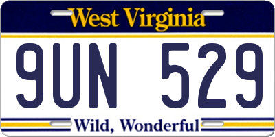 WV license plate 9UN529