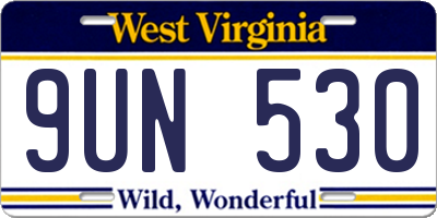 WV license plate 9UN530