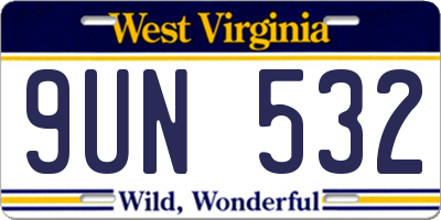 WV license plate 9UN532