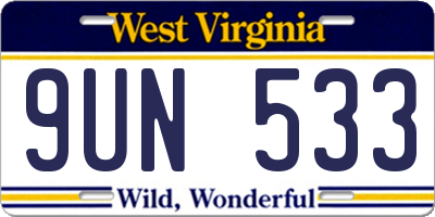 WV license plate 9UN533