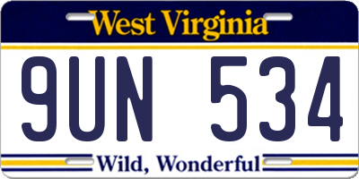 WV license plate 9UN534