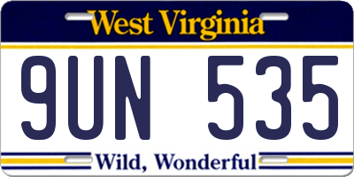WV license plate 9UN535