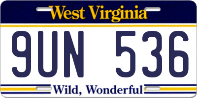 WV license plate 9UN536