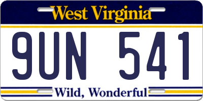 WV license plate 9UN541