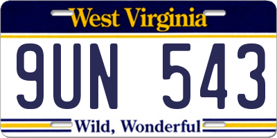 WV license plate 9UN543