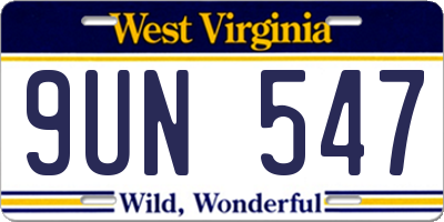 WV license plate 9UN547