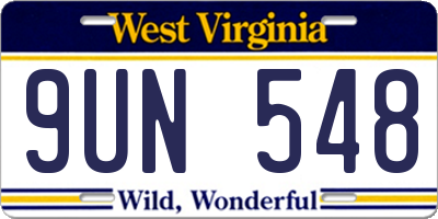 WV license plate 9UN548