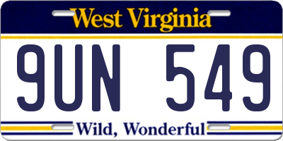 WV license plate 9UN549