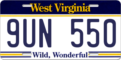 WV license plate 9UN550