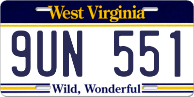 WV license plate 9UN551
