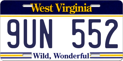 WV license plate 9UN552