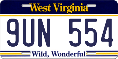 WV license plate 9UN554