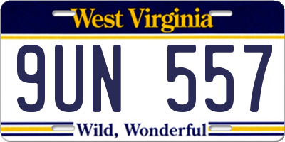 WV license plate 9UN557