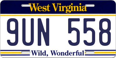 WV license plate 9UN558