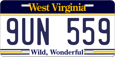 WV license plate 9UN559