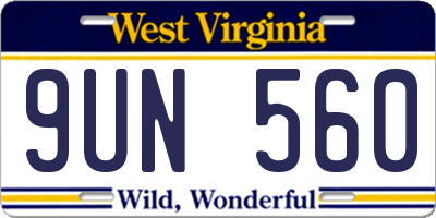 WV license plate 9UN560