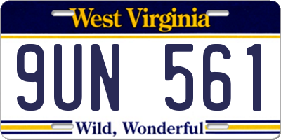 WV license plate 9UN561