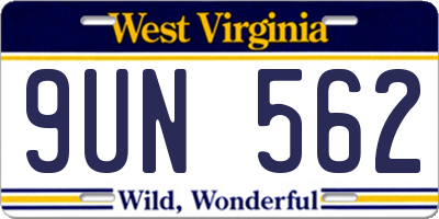WV license plate 9UN562