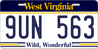 WV license plate 9UN563