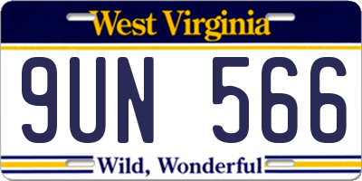 WV license plate 9UN566
