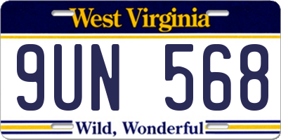 WV license plate 9UN568