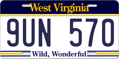 WV license plate 9UN570