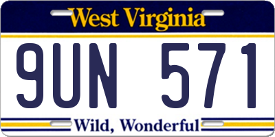 WV license plate 9UN571