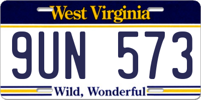 WV license plate 9UN573