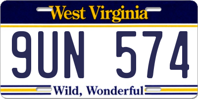 WV license plate 9UN574