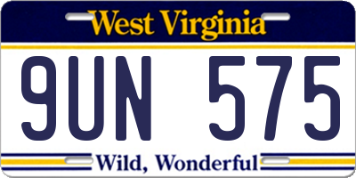 WV license plate 9UN575