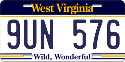 WV license plate 9UN576