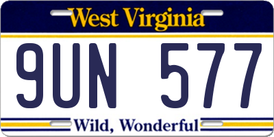 WV license plate 9UN577