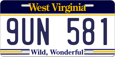 WV license plate 9UN581