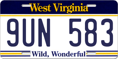 WV license plate 9UN583