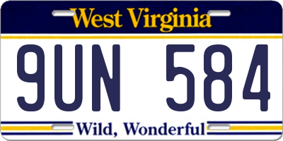 WV license plate 9UN584