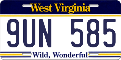 WV license plate 9UN585