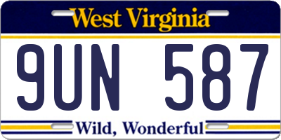 WV license plate 9UN587
